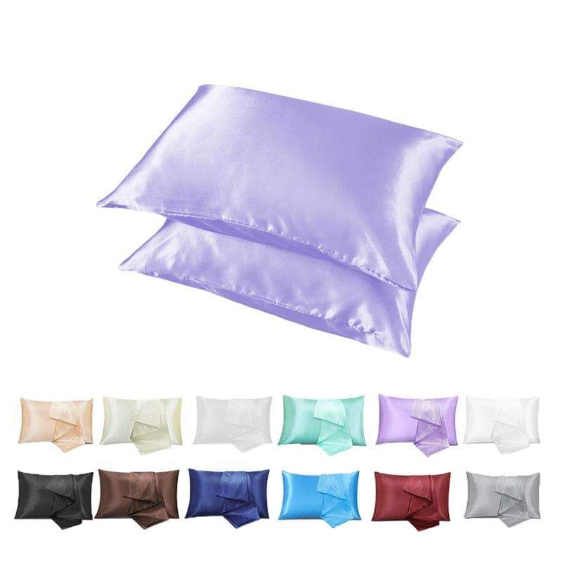 2 Pack Satin Pillowcases Luxury Soft Cushion Covers Bedroom Home Decor - Light Blue.