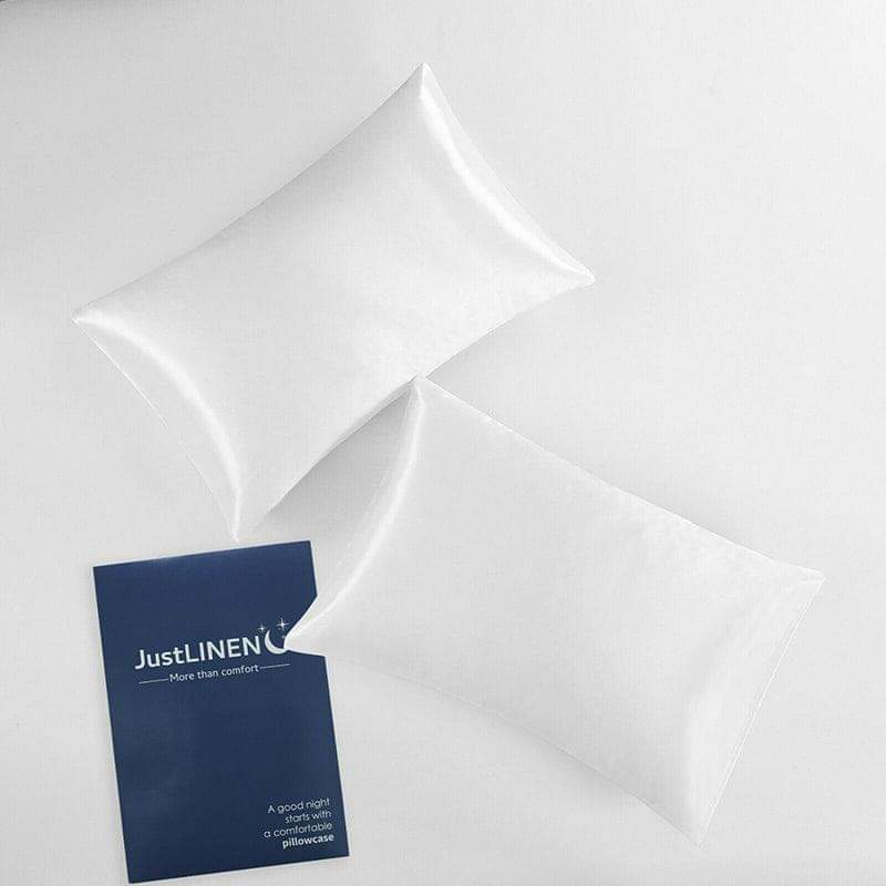 2 Pack Satin Pillowcases Luxury Soft Cushion Covers Bedroom Home Decor - Light Blue.