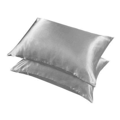 2 Pack Satin Pillowcases Luxury Soft Cushion Covers Bedroom Home Decor - Light Blue.