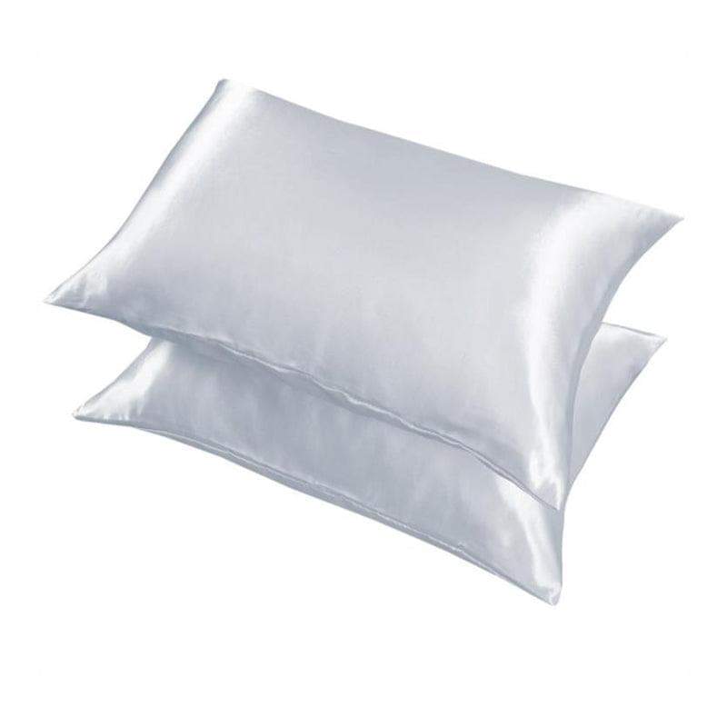 2 Pack Satin Pillowcases Luxury Soft Cushion Covers Bedroom Home Decor - Light Blue.