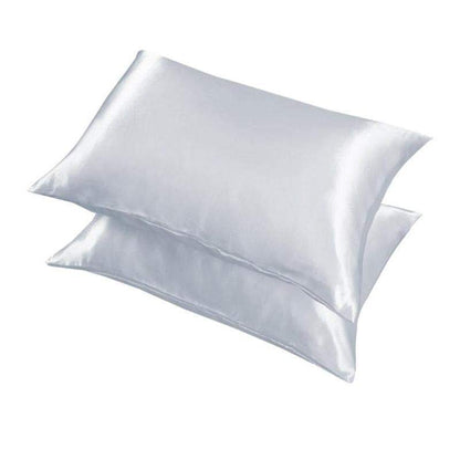 2 Pack Satin Pillowcases Luxury Soft Cushion Covers Bedroom Home Decor - Light Blue.
