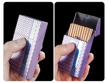 2 Pack Slim Cigarette Case Hard Shell Holder for 40 Cigarettes Durable ABS Plastic Crush Proof Box with Spring Clip Moisture Resistant Pocket Container Black and Silver