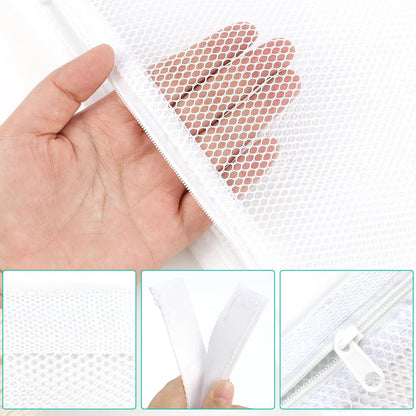 2 Pack Sneaker Dryer Bag 15.7x15.7 Inch Dry Net Bag for Dryer with Zipper and Strap for Shoes, White Large HoneyComber Mesh Bags for Washing Machine