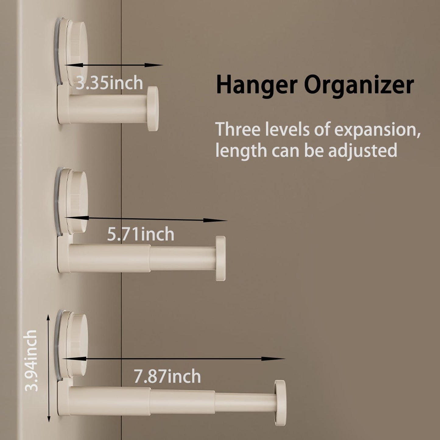 2 Pack Telescopic Rod Suction Cup Hanger Holder Wall Mounted Clothes Organizer