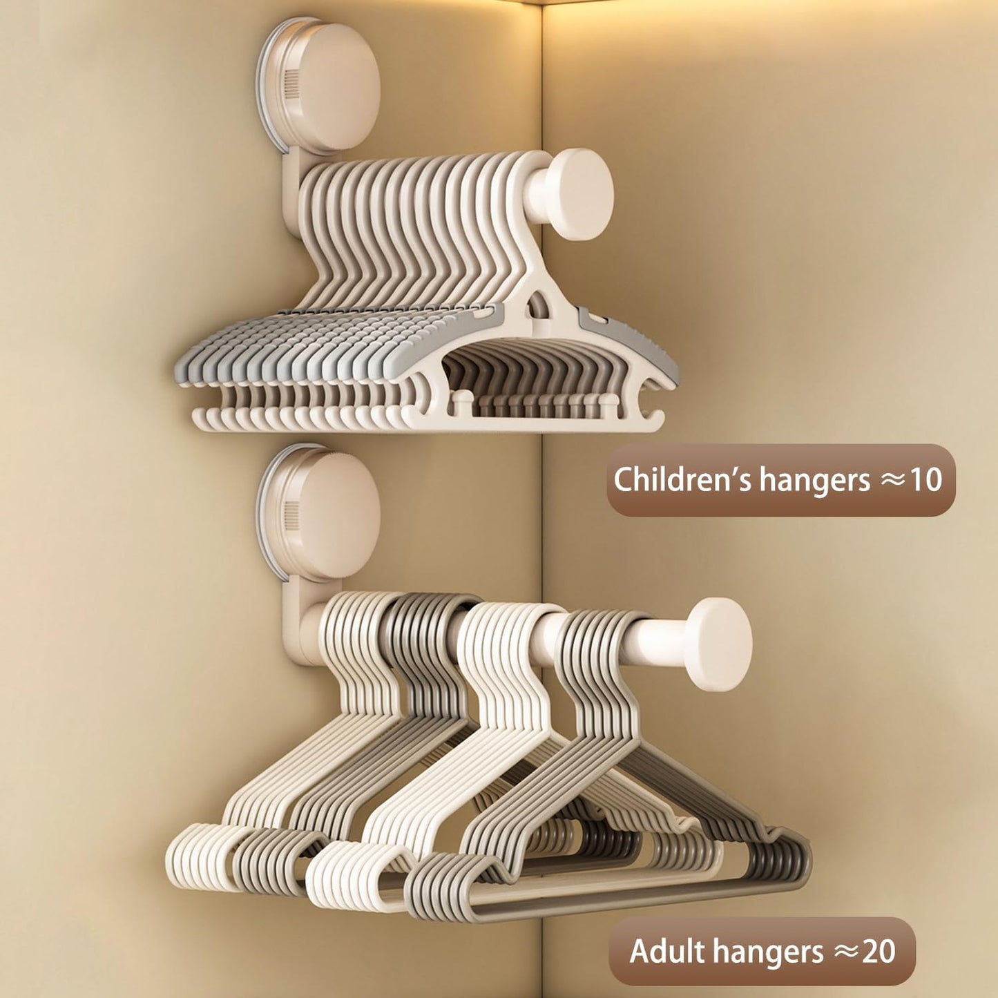 2 Pack Telescopic Rod Suction Cup Hanger Holder Wall Mounted Clothes Organizer