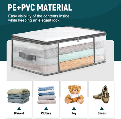 2 Pack Under Bed Storage Containers Bins-55L, 3-Pack Clothes Bags-35L -