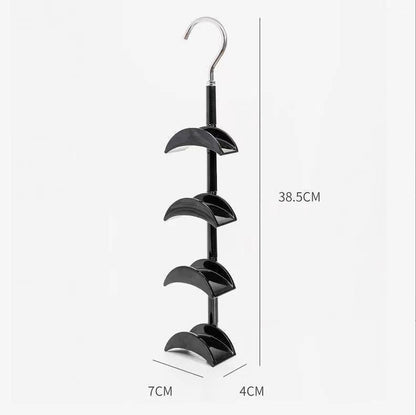 2-Pack White 360 Degree Rotating 4-Tier Closet Organiser Hook - Multi-Functional Bag Hanger, Tie & Belt Rack for Wardrobe Storage