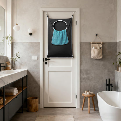 Durable XL Over-Door Laundry Hamper with Hooks & Easy-Clean Design