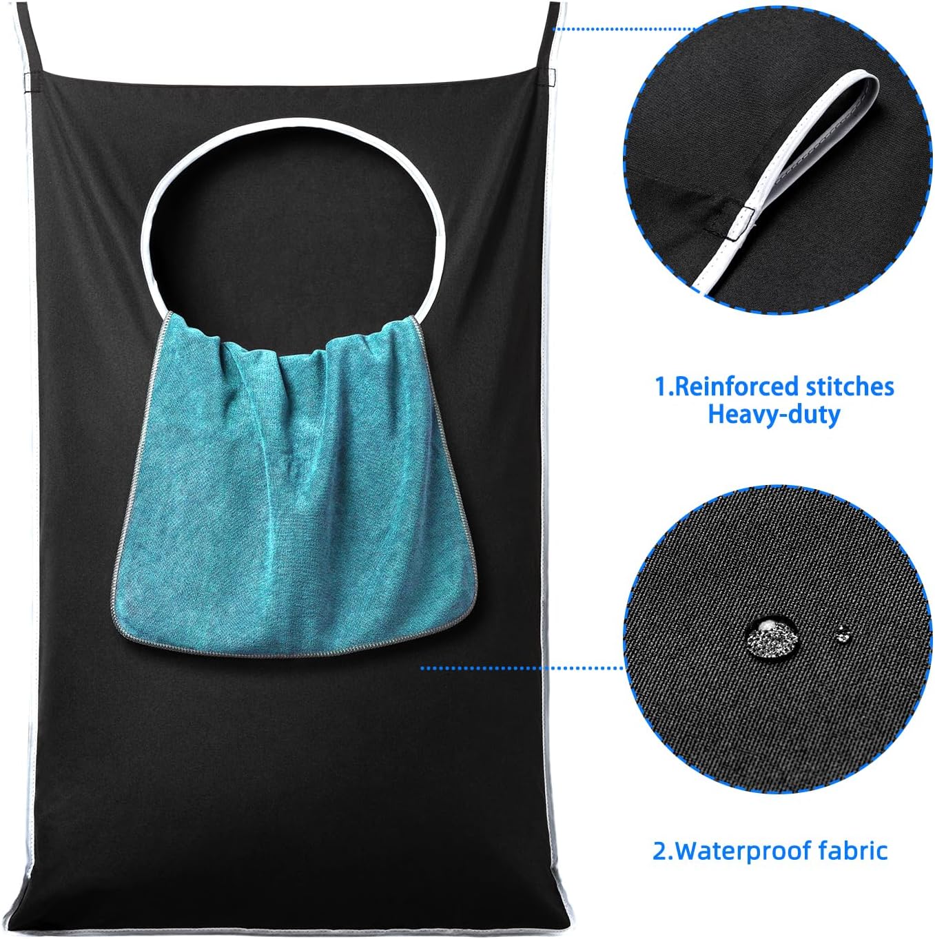 Durable XL Over-Door Laundry Hamper with Hooks & Easy-Clean Design
