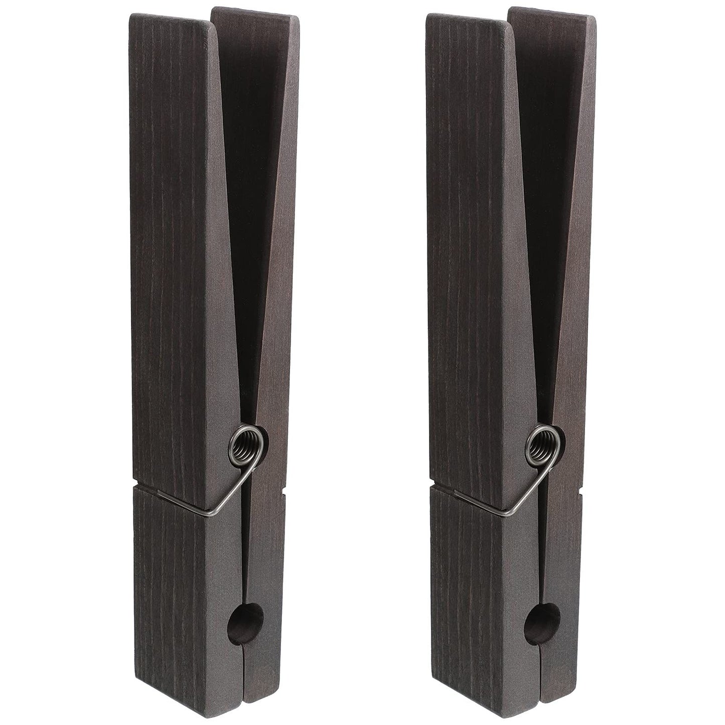2 Pcs 12 Inch Jumbo Wooden Clothespins Large Clothespin Towel Holder Giant Wooden Clothes Pins Large Clothes Clips with Spring for DIY Craft Winter Farmhouse Bathroom Laundry Room(black)