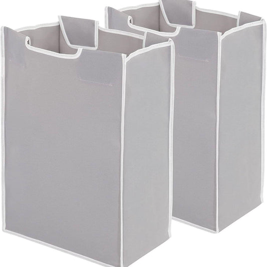 Gray laundry organizer replacement bag, open top with side carry handles