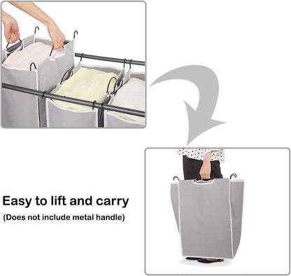 2 Pcs Laundry Sorter Replacement Bags Hamper Cart Removable Replacement Laundry Storage Organizer Bag Hamper Liner, No Hooks  (Gray)