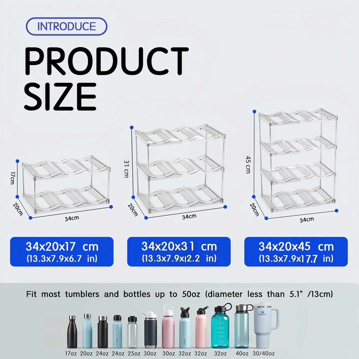 2-Tier Stackable Black Cup & Wine Organizer - Detachable Tumbler & Bottle Desktop Rack