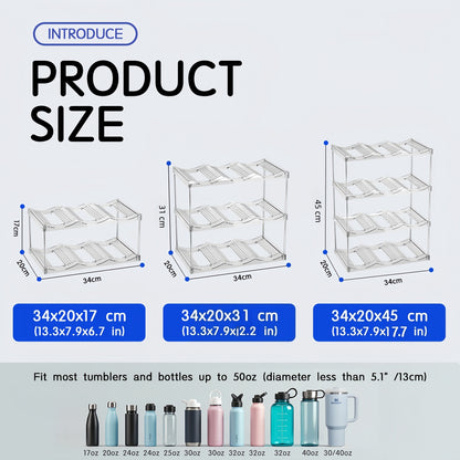2-Tier Stackable Black Cup & Wine Organizer - Detachable Tumbler & Bottle Desktop Rack