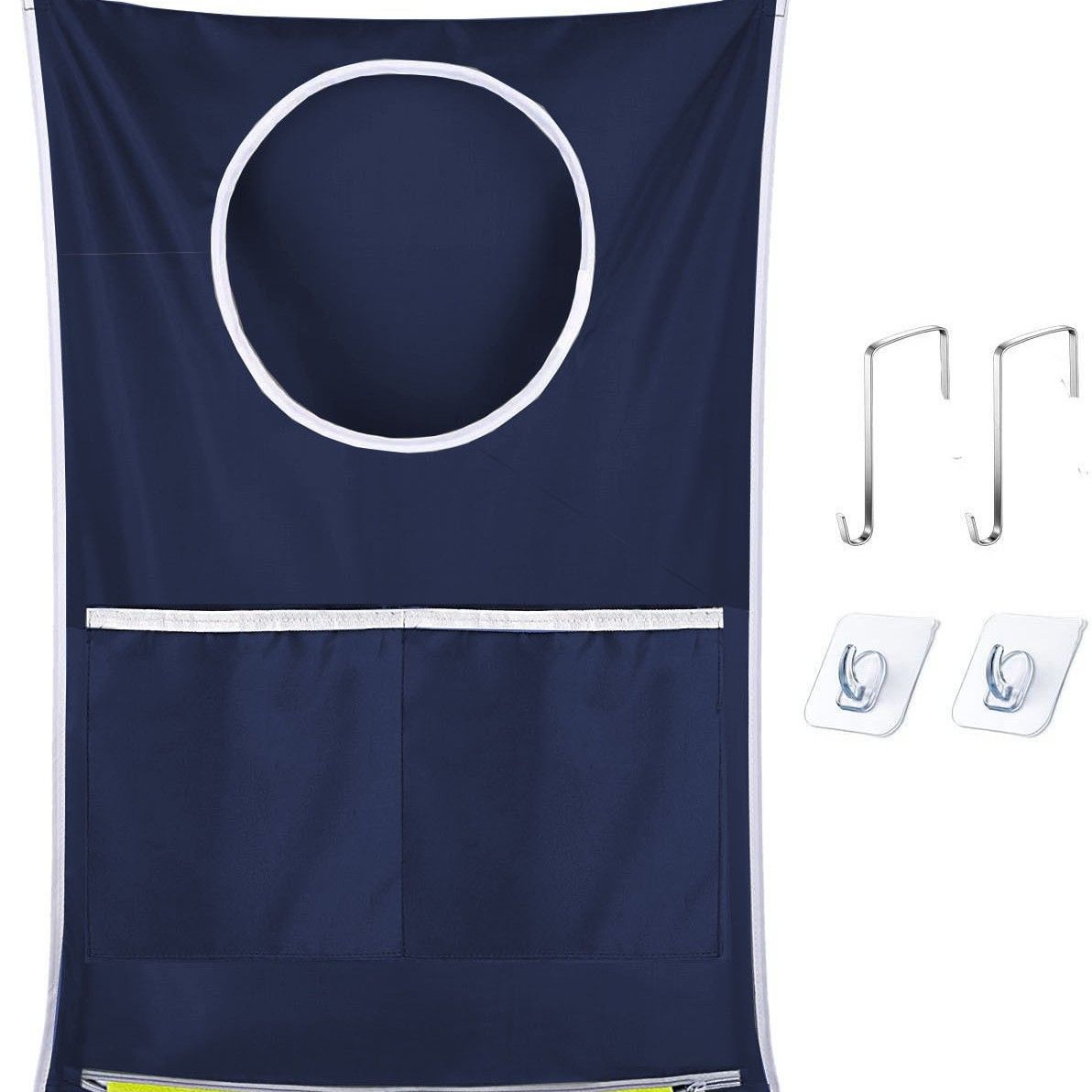 2 pack Hanging Laundry Hamper, Over The Door Laundry Hamper, Hanging Laundry Bag with Pockets Zipper Foldable Lightweight, for Camper Apartment College Dorm Room Storage Small Space Organizer
