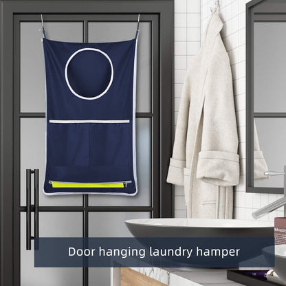 2 pack Hanging Laundry Hamper, Over The Door Laundry Hamper, Hanging Laundry Bag with Pockets Zipper Foldable Lightweight, for Camper Apartment College Dorm Room Storage Small Space Organizer