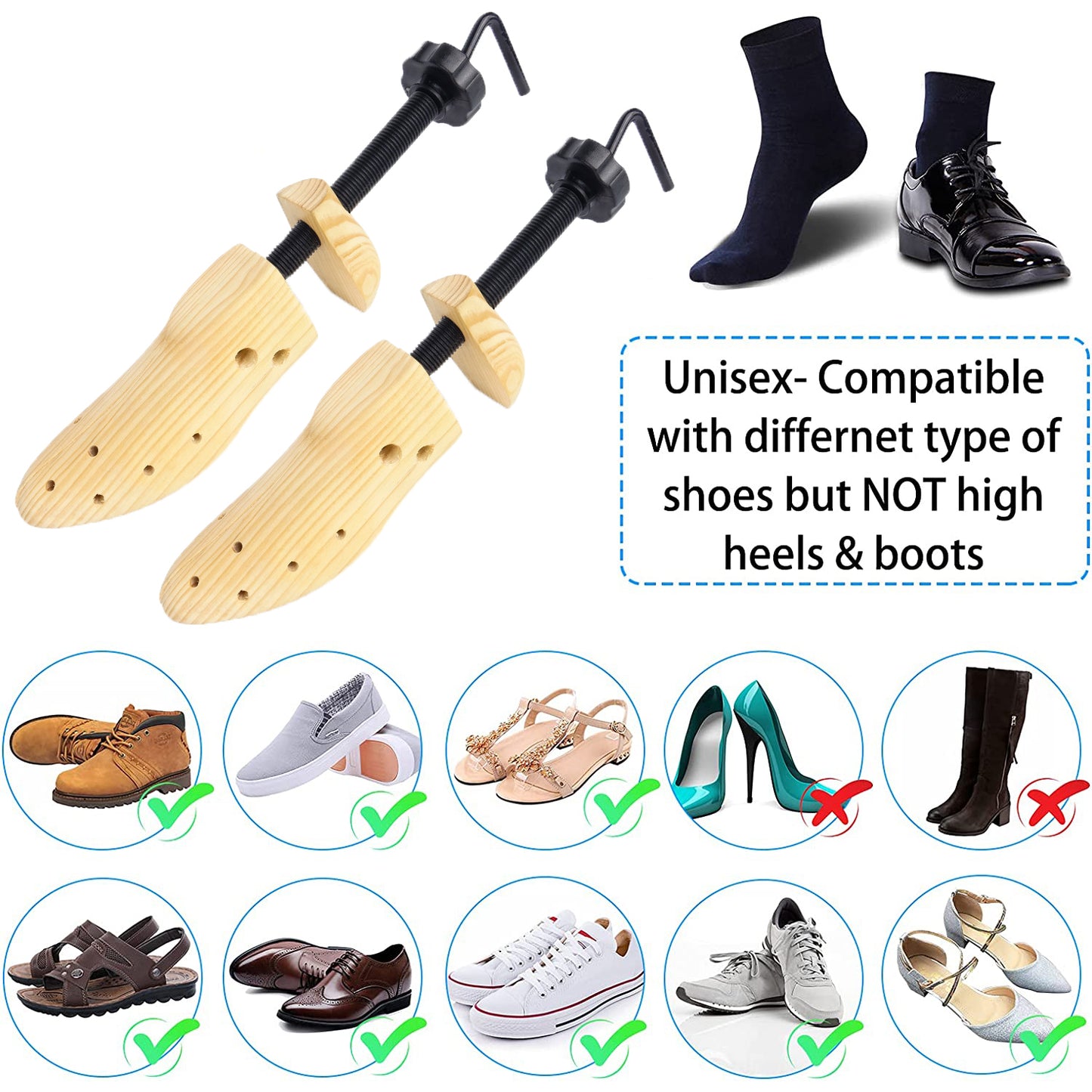 2-way wooden shoe stretcher, 2-pack_yux 39-41