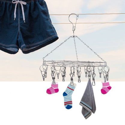 20 Clip Socks Rack Underwear Drying Hanger Stainless Steel Clothes Hanger Multifunctional Laundry Rack