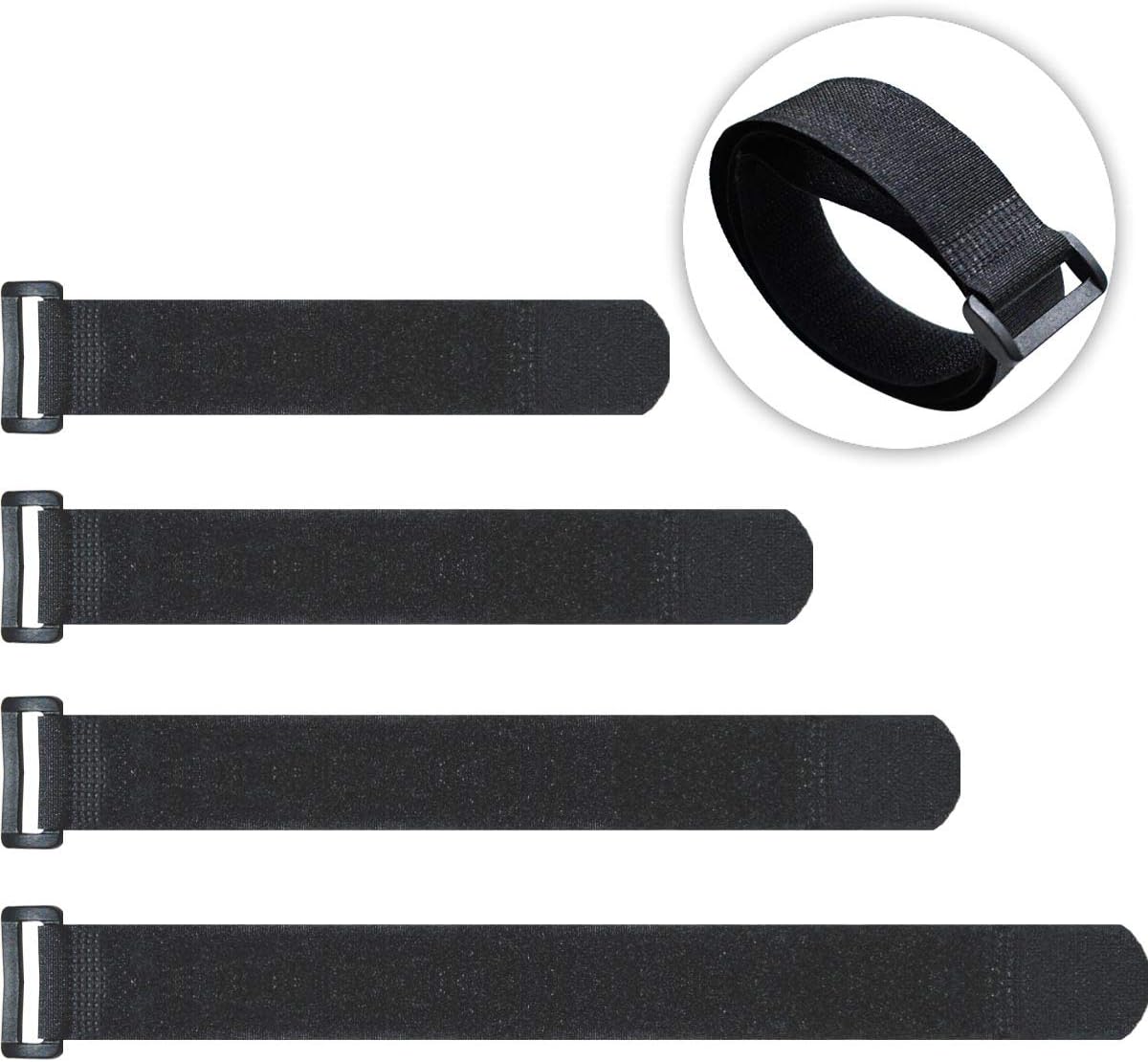 20 Pack Reusable Cinch Straps Fastening Cable Nylon Hook and Loop Ties Down Multipurpose Securing Adjustable Tie Organizer to Keep Home Office from Tangled Cords (Black)