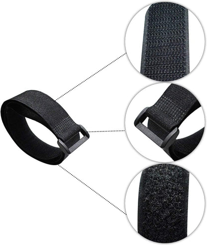 20 Pack Reusable Cinch Straps Fastening Cable Nylon Hook and Loop Ties Down Multipurpose Securing Adjustable Tie Organizer to Keep Home Office from Tangled Cords (Black)
