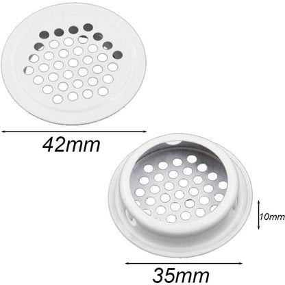 20 Pcs White Round Stainless Steel Ventilation Grilles for Kitchen Cabinet Furniture, 35 mm