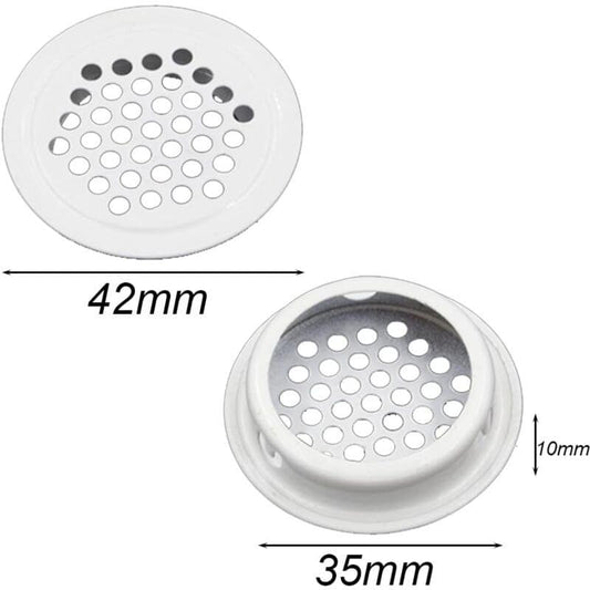 Round ventilation grille with perforated center, 35 mm diameter, 10 mm depth