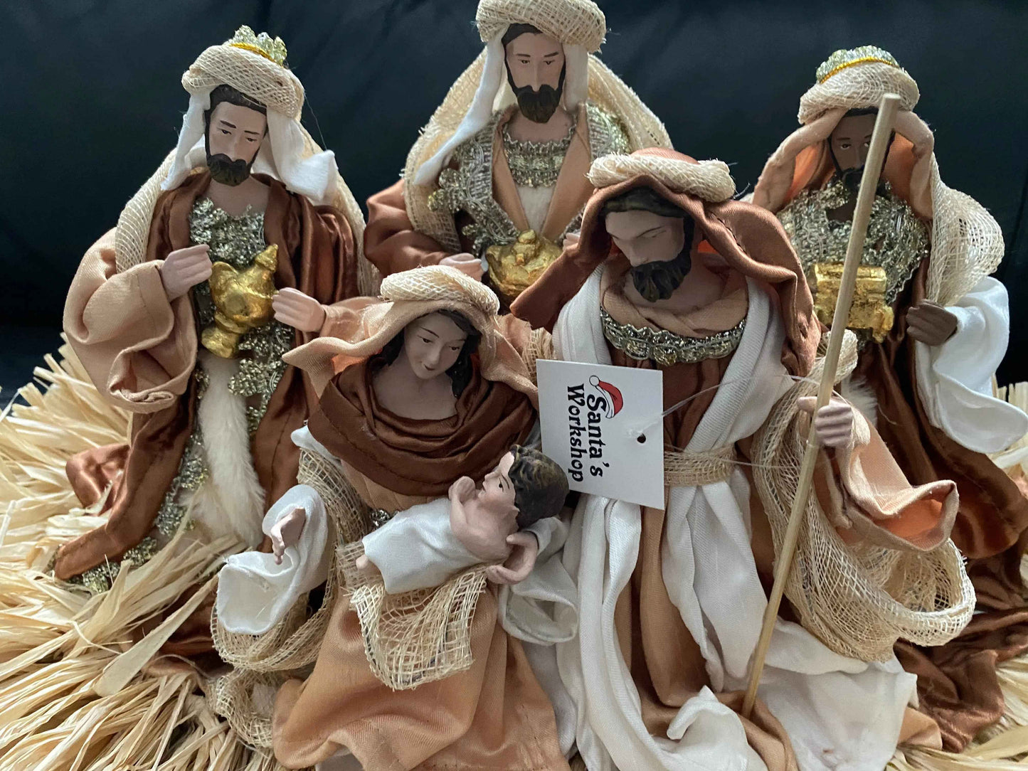 🎄 20.5" (53cm) Brown Holy Family Nativity Set with Christmas Manger – Handmade Religious Christian Christmas Scene, Holiday Home Decor & Gift ✨