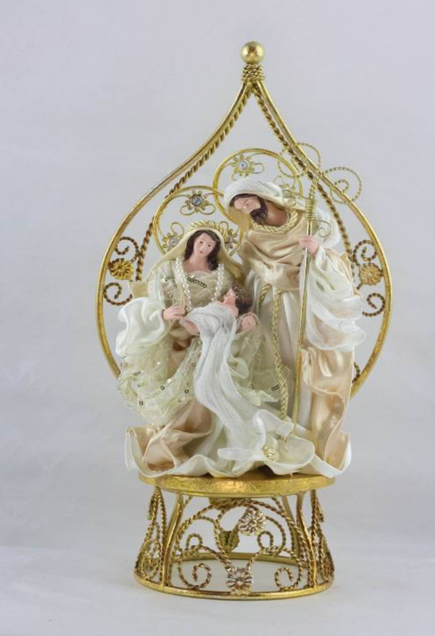 ⭐ 27cm Christmas Religious Handmade Nativity Set – Holy Family in 45cm Gazebo Shrine, Christian Christmas Manger Scene Decoration ⭐