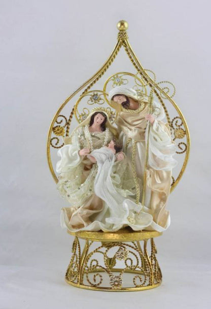 ⭐ 27cm Christmas Religious Handmade Nativity Set – Holy Family in 45cm Gazebo Shrine, Christian Christmas Manger Scene Decoration ⭐