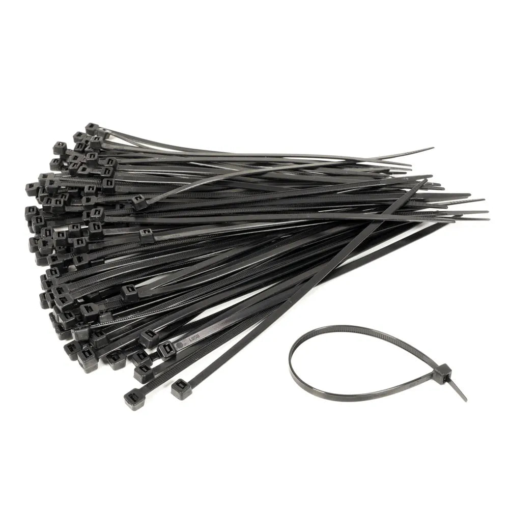 CABAC Releasable Cable Ties – 200mm x 4.8mm, UV-Stabilised Black Nylon, Packet of 100 | TC200BK | Heavy-Duty, Reusable, Outdoor-Grade