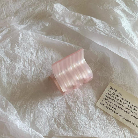 Small pink striped square hair claw clip