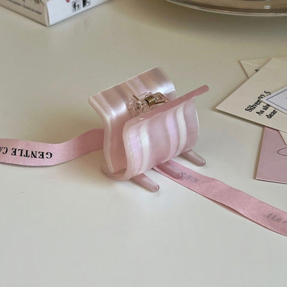 Pink Striped Square Hair Claw Clip – Small
