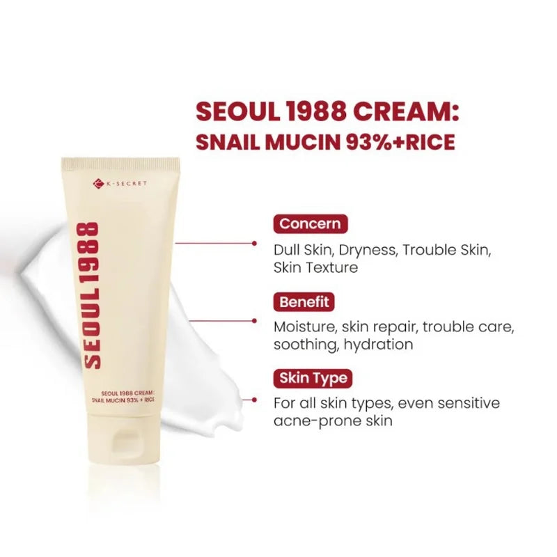Seoul 1988 snail cream tube with visible front label and red text on top