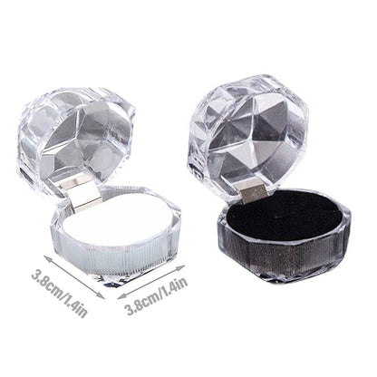 20pcs Acrylic Octagonal Jewelry Ring Earrings Box Transparent Display Cases - White