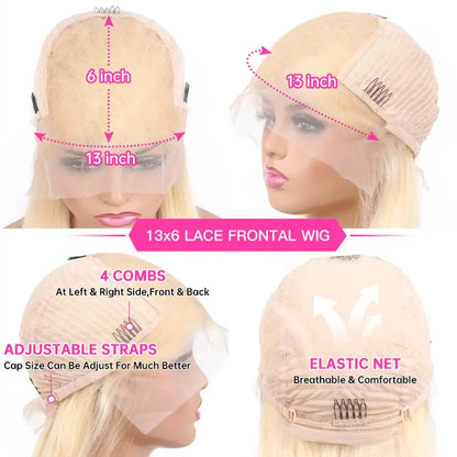 Honey blonde 13x6 lace front wig cap with elastic net and adjustable straps
