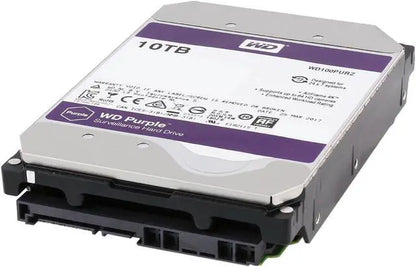 WD Purple 10TB Surveillance Hard Drive | WD101PURP – 3.5” SATA, AI-Optimized, 64-Camera Support, 550TB/Year Workload, 3-Year Warranty