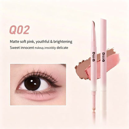 Dual-ended aegyo-sal pencil in soft pink tone with matching swatch