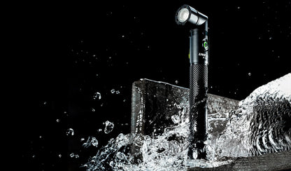 UNILITE FR-400 Right Angle USB Flashlight – 400 Lumens, Rotating Head, Magnetic Base, Pocket Clip, IP65, USB-C Rechargeable, Black Aluminium