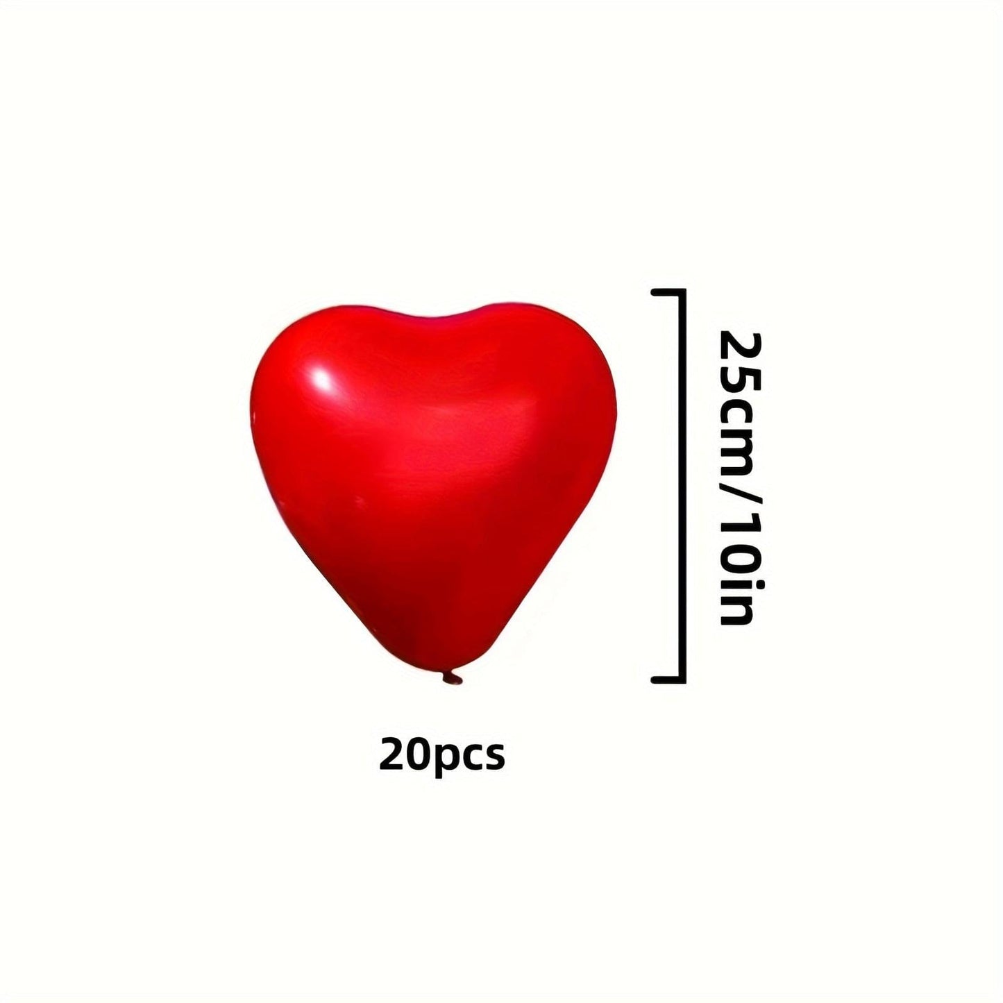 Red heart balloons, 25 cm each, 20 pcs