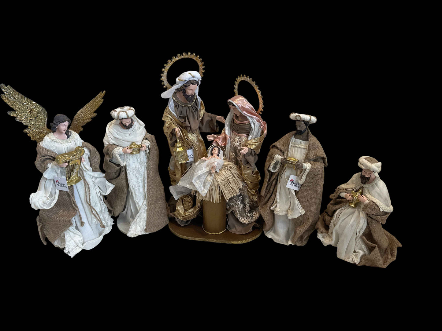 21.5" Christmas Religious Handmade Nativity Set with Holy Family, 3 Wise Men (45 cm), and Angel (40 cm)