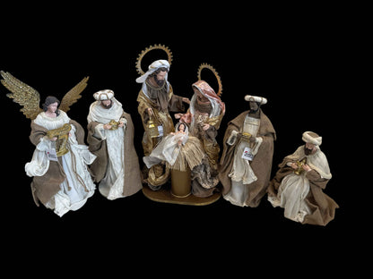 21.5" Christmas Religious Handmade Nativity Set with Holy Family, 3 Wise Men (45 cm), and Angel (40 cm)