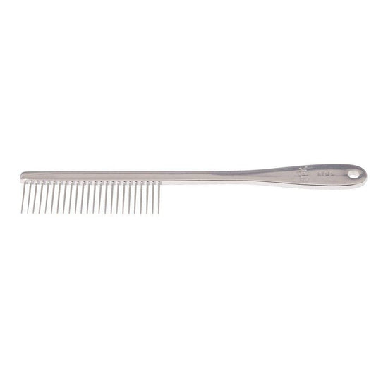 Yento professional comb with coarse metal teeth and looped handle