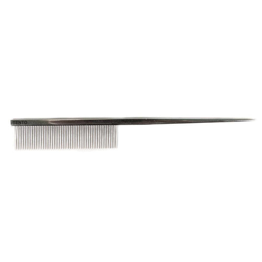 Yento needle comb with fine metal pins and slim straight handle