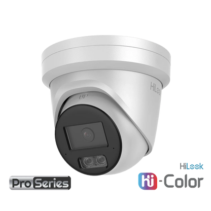 HiLook IPC-T561H-MU PRO (2.8mm) 6MP Hi-Color Fixed Turret Camera with Dual-Mic, White Light, WDR, and IP67 CCTV