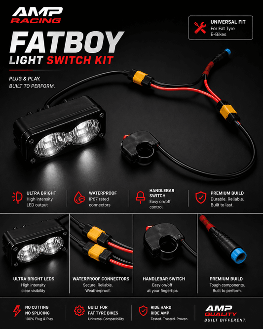 Fatboy light switch kit with waterproof connectors and wiring harness