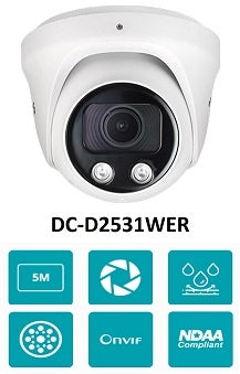 IDIS DC-D2531WER – 5MP Outdoor IR Turret Camera, 2.7–13.5mm Motorized Zoom, PoE, NDAA Compliant, IP67, IK10