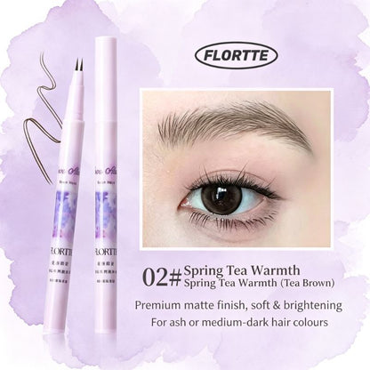 02 Spring Tea Warmth (Tea Brown) liquid eyebrow pen with applicator tip and spoolie