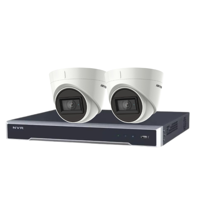 Hikvision 5MP Outdoor Turret Camera + 4-Channel PoE NVR Security Kit with HDD – DS-2CE78H8T-IT3F + DS-7604NI-M1/4P