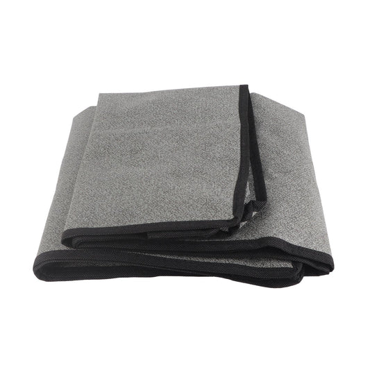 Clothes storage bag folded with fabric cover and black edge trim