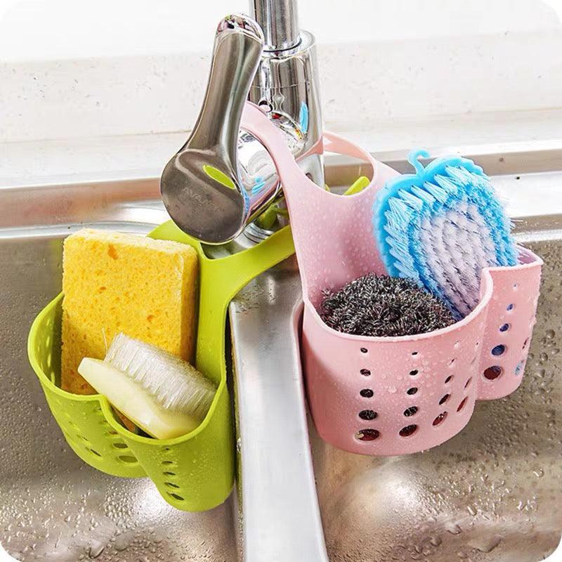 2PCS Kitchen Drain Holder Sponge Sink Storage Rack Basket Organizer Shelf Bathroom - Pink